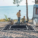 GENIMO 5' x 8' Outdoor Rug Waterproof for Patio Decor, Foldable Reversible Plastic Straw Area Rugs Mat for Camper, Outside Carpet for Rv, Deck, Porch, Picnic, Beach, Balcony, Black & White by GreenHaven Gardens