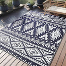 OLANLY Outdoor Rug Waterproof 5x8 ft, Reversible Outdoor Plastic Straw Rug, Boho Patio Rug, Indoor Outdoor Carpet, RV Mat Outside for Patio, Camp, Picnic, Balcony, Deck, Backyard, Navy & White by GreenHaven Gardens
