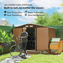 Outsunny 9' x 6' Outdoor Storage Shed, Garden Tool Metal Shed with Foundation Kit, Double Lockable Door, Air Vents and Sloping Roof, for Backyard, Patio, Lawn, Yellow by GreenHaven Gardens