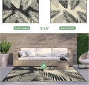 GENIMO Outdoor Rug 5' x 8' Waterproof for Patios Clearance, Reversible Outdoor Plastic Straw Camping Rug Carpet, Large Area Rugs Mats for RV, Picnic, Backyard, Deck, Balcony, Porch, Beach, Black&Beige by CozyNest Decor