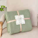Chunky Cable Knit Throw Blanket Lightweight Light Green 100% Organic Cotton Blanket for Sofa Couch Bed Baby Nursery, Rustic Shabby Chic Modern Farmhouse, 51” x 63” Bonus Laundering Bag by CozyNest Decor