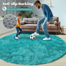 4FT Round Rug for Bedroom: Fluffy Shag Soft Washable Rugs Circle Small Fuzzy Plush Indoor Carpet for Living Room Nursery Playroom Dorm Kids Girls Boys Room (Teal Blue, 4'x4') by TinyTreasures Baby Boutique