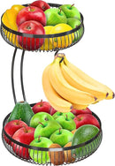 Simple Houseware 2-Tier Countertop Fruit Basket with Banana Hanger, Black by CozyNest Decor