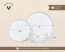 Ceramic Dinnerware Set, 12-Piece Service for 4, Soup Bowls (31.5 oz), Salad Plates (7.5"), Dinner Plates (10.5"), Round, Microwave and Dishwasher Safe, White, Cambridge Classics by CozyNest Decor