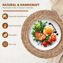 Defined Deco Woven Placemats Set of 6,12" Round Rattan Placemats,Natural Hand-Woven Water Hyacinth Placemats,Farmhouse Weave Place Mats,Rustic Braided Wicker Table Mats for Dining Table,Home,Wedding. by CozyNest Decor
