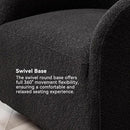 KINWELL 32" Wide Modern Boucle Swivel Barrel Chairs Set of 2, No Assembly Round Upholstered Swivel Accent Armchairs for Living Room, Bedroom (Black) by CozyNest Decor