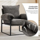YISHENG Accent Chair with 6-Angle Adjustable Backrest, Chenille Fabric Living Room Chair Upholstered Lounge Chair, Modern Chair Cozy Reclining Chair for Reading Room, 1PC Gray by CozyNest Decor