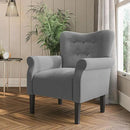 BELLEZE Modern Accent Chair, High Back Armchair, Upholstered Wingback Side Chair, Padded Single Sofa with Wooden Legs for Living Room, Bedroom - Gray by CozyNest Decor