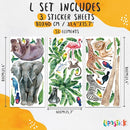 Safari Animal Wall Decals for Kids by Lipastick-Peel and Stick Jungle Stickers Giraffe, Elephant, Hippo, Palm Tree, Parrot for Toddlers Room, Nursery, Playroom, Classroom, Daycare Decor Art- L Size by TinyTreasures Baby Boutique