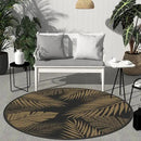 GENIMO Outdoor Rug 8' Round Waterproof for Patios Clearance, Reversible Outdoor Plastic Straw Camping Rug Carpet, Large Area Rugs Mats for RV, Camper, Deck, Balcony, Porch, Beach, Picnic, Black&Brown by CozyNest Decor