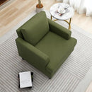 Mid-Century Accent Chair,Modern Linen Fabric Armchair for Living Room,Comfy Upholstered Reading Accent Chairs for Bedroom,Single Sofa Chair with Wood Legs (Green, 1 Pack) by CozyNest Decor