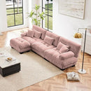 Pink 3-Seater L-Shaped Cloud Couch, Oversized Loveseat Sectional Sofa with Ottoman, Chenille Fabric, Modern Style by CozyNest Decor