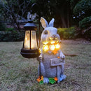 Solar Rabbit Garden Statues Outdoor Décor with Lantern- Rabbit Figurines Solar LED Light Lawn Ornaments - Yard Decorations for Patio, Balcony, Backyard -Unique House Warming Gifts for Mom by CozyNest Decor