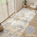 Runner Rug Kitchen Washable Rugs: 2x6 Non-Slip Abstract Soft Modern Stain Resistant Indoor Floor Neutral Accent Throw Carpet for Hallway Bathroom Laundry Room Entryway Bedroom- Gray Gold by TinyTreasures Baby Boutique