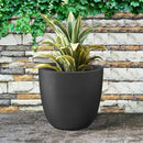 Kante 18 Inch Dia Round Concrete Planter, Indoor Outdoor Large Plant Pot with Drainage Hole and Rubber Plug for Home Patio Garden, Black by GreenHaven Gardens