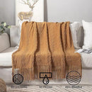 MIULEE Knitted Brown Throw Blanket for Couch,Boho Bed Decor Knit Outdoor Blankets Throw Size with Tassels Cozy Woven for Sofa Home Chair Wave Pattern 50" x 60" Inches by CozyNest Decor