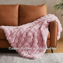 JELLYMONI Faux Fur Throw Blanket, Pink Cozy Plush Bubble Bed Blanket, Thick and Warm, Twin (60" x 80") by CozyNest Decor