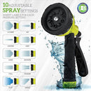 J&B XpandaHose 100ft Expandable Garden Hose with Holder - Heavy Duty Superior Strength 3750D - 4 -Layer Latex Core - Extra Strong Brass Connectors and 10 Spray Nozzle w/Storage Bag (Black 100) by GreenHaven Gardens