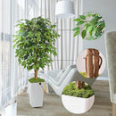 Artificial Ficus Tree 5FT Faux Floor Tree with Planter UV Resistant Potted Fake Silk Plant, Real Wood Trunk-Indoor Outdoor Lifelike Fake Ficus Tree for Home, Living Room Bedroom Topiary Tree by CozyNest Decor