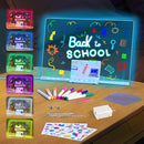 LED Drawing Board, 13.8"X10", Acrylic Note Board with Colors, Include Adapter, Acrylic Dry Erase Pad with Light 4 Modes & 7 Colors, 8 Markers, Stand, Hanging Chain, 2 Gel Clings, Holiday Gift by TinyTreasures Baby Boutique