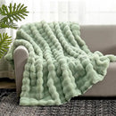 Cozy Bliss Faux Fur Throw Blanket for Couch, Fuzzy Soft Plush Thick Bubble Blanket for Sofa Bedroom Living Room, 60 * 80 Inches Sage Green by CozyNest Decor