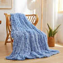 XeGe Luxury Fluffy Throw Blanket, Cobalt Blue Soft 50x60 Faux Fur Blanket Throw, Shaggy Plush Decorative Couch Blanket, Cute Furry Throw Fuzzy Blanket for Sofa Bed, Ombre Cobalt Blue by CozyNest Decor