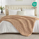 Carriediosa Chunky Knit Throw Blanket 50" X 60", 100% Hand Made Large Chenille Loop Yarn Soft Fluffy Throws for Couch Sofa Bed, Big Crochet Cozy Heavy Thick Cable Woven Blankets, Tan Brown by CozyNest Decor