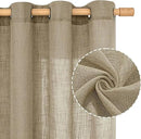 LAMIT Taupe Linen Curtains 95 Inch Length 2 Panels for Living Room/Bedroom, Semi Sheer Light Filtering Farmhouse Bronze Grommet Long Soft Thick Linen Textured Window Drapes, 52 x 95 Inch by CozyNest Decor