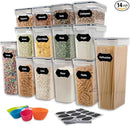 Airtight Food Storage Containers Set - 14 Piece Pantry Kitchen Organizers and Storage Set with Lids, Cabinet Organizing Canisters for Cereal, Flour, Sugar, Dry Foods - with Labels and Marker by CozyNest Decor