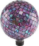 Alpine Corporation 10" Diameter Indoor/Outdoor Glass Mosaic Gazing Globe Yard Decoration, Purple Embossed Tile by GreenHaven Gardens