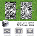 OLANLY Waterproof Outdoor Rug 9x12 ft, Reversible Outdoor Plastic Straw Rug with Leaf Pattern, RV Mat, Indoor Outdoor Carpet for Patio, Camping, Balcony, Deck, Backyard, Black & White by CozyNest Decor