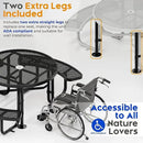 Metal Picnic Tables for Outdoors with Umbrella Hole - Coated Steel Heavy Duty Commercial Grade Table with Adjustable Seats (Black, 46 in, Round, Expanded Steel) by GreenHaven Gardens