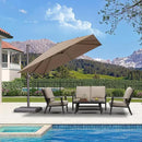 PURPLE LEAF 10 Feet Patio Cantilever Umbrella Square Outdoor Umbrella with 360° Rotation and Aluminum Offset Hanging for Garden Backyard Pool, Taupe by GreenHaven Gardens
