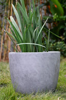 Kante 18 Inch Dia Round Concrete Planter, Indoor Outdoor Large Plant Pot with Drainage Hole and Rubber Plug for Home Patio Garden, Natural Concrete by GreenHaven Gardens