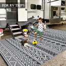 GAOMON Outdoor Rug 9'x12' Waterproof Rug for Patio Decor, Foldable Reversible Plastic Straw Area Rugs Mat for Camper, Outside Carpet for Deck, Porch, Picnic, Beach, Grey/White(Bohemia) by CozyNest Decor
