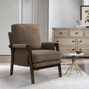 Modern Accent Chair for Living Room Mid Century Arm Chair Upholstered Bedroom Chair Comfy Lounge Chair with Solid Wood Frame, Dark Brown by CozyNest Decor