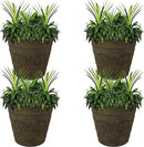 Sunnydaze 19.5-Inch Arabella Large Plant Pot - Polyresin Round Outdoor Planter with Drillable Drainage Holes - 4 Pack - Sable by CozyNest Decor