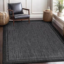 CAMILSON Indoor Outdoor Rug, 10x14 Bordered Dark Grey Black Modern Large Area Rugs for Indoor and Outdoor Patios, Kitchen and Hallway Mats, Washable Porch Deck Outside Carpet (Bordered Black, 10 x 14) by CozyNest Decor