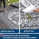 GAOMON Outdoor Patio Rug 9x12 Waterproof Reversible Plastic Straw Rug, Large UV-Resistant Portable RV Camping Mats, Indoor Outdoor Rugs for Outside Deck Porch Garden RV, Gray & White by CozyNest Decor