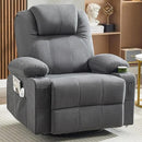 Oversized Swivel Rocker Recliner Chair with Heat and Massage, 360 Degree Swivel Rocking Single Sofa with Cup Holders and USB Port, Big Large Recliner Chair for Living Room (Fabric, Darkgrey) by CozyNest Decor