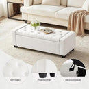 48" Ottoman with Storage, White Storage Ottoman Bench with Safety Hinge, Upholstered Entryway Bench with Seating for Bedroom, Living Room, Holds up to 330 lb by CozyNest Decor