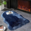 AMTOVO Faux Fur Rug, Dark Blue Small Area Rug, Fluffy Sheepskin Rug, Fuzzy Ultra Soft 2 x 3 ft Shag Rugs for Bedroom Sofa Throw Cushion Room Decor, Sheepskin by CozyNest Decor