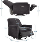 Power Swivel Glider Recliner Chair, Electric Nursery Rocker Recliner Chair, USB & Type-C Charger, Charcoal Gray Boucle by TinyTreasures Baby Boutique