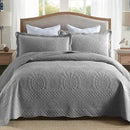 MarCielo 3-Piece 100% Cotton Oversized Bedspread Lightweight Quilt Coverlet Embroidery Farmhouse Bedding Set (Tf Light Grey, Oversized Queen (100"x106")) by CozyNest Decor