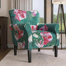 BELLEZE Modern Accent Chair, High Back Armchair, Upholstered Wingback Side Chair, Padded Single Sofa with Wooden Legs for Living Room, Bedroom - Green & Flower by CozyNest Decor