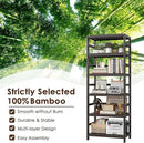 FOTOSOK 6-Tier Bamboo Shelf Set of 2, Bamboo Bookcase with Adjustable Shelves, Free Standing Storage Shelf Unit and Plant Flower Stand, Tall Large Bookshelf for Kitchen, Bathroom, Home Office, Vintage by CozyNest Decor