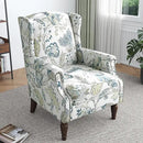Lumibee High Back Accent Chair Set of 2, Armchair in Fabric,Comfy Upholstered Wingback Single Sofa Reading Chairs with Solid Wood Legs for Living Room,Bedroom,Office-Plants Blue by CozyNest Decor