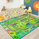 Chicrug 5x8 Car Road Area Rug for Kids Playroom Bedroom, Non Slip Low Pile Washable ABC Alphabet Carpet for Classroom, City Track Play Mat for Toddler Children Nursery Baby Room Decor, Green by TinyTreasures Baby Boutique