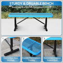 4 Feet Heavy Duty Metal Park Bench for Outside, Outdoor Bench with Portable Frame, Commercial Benches for Shopping Mall, Store, Park, Patio, Deck, Blue by GreenHaven Gardens