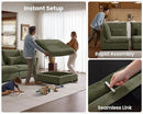 Oversized Modular Sofa, Extra Deep Cloud Chenille Sectional Couch with Ottoman Chaise, Fluffy Chenille 4 Seat L-Shaped Sofa for Living Room, Villa (L Shape 4 Seater, Chenille Green) by CozyNest Decor